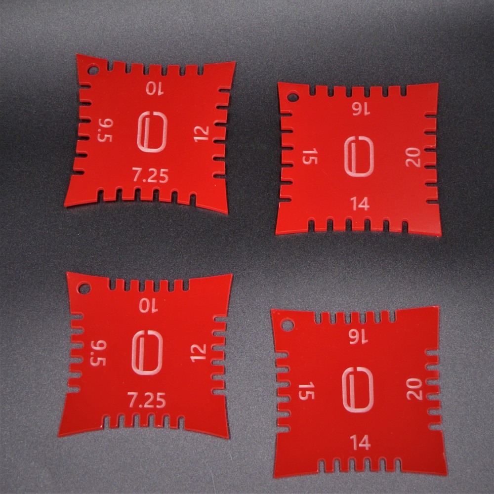 Radius gauges με εγκοπές από plexiglass